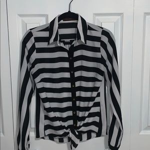 Black and White Striped Button Down